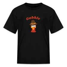 Gobble Turkey Cartoon Thanksgiving Outfit Kid's T-Shirt