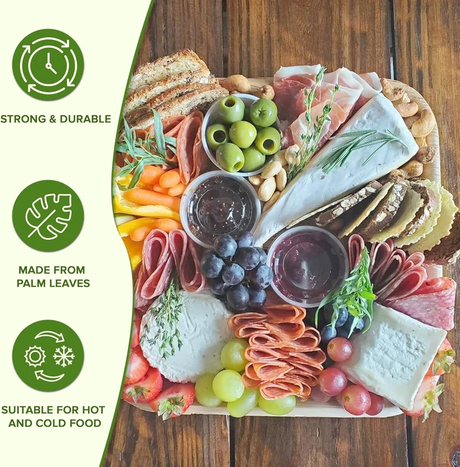 50 Palm Leaf Plates 6 Inch Square Eco-Friendly Biodegradable Compostable Bamboo  - Image 4 of 4