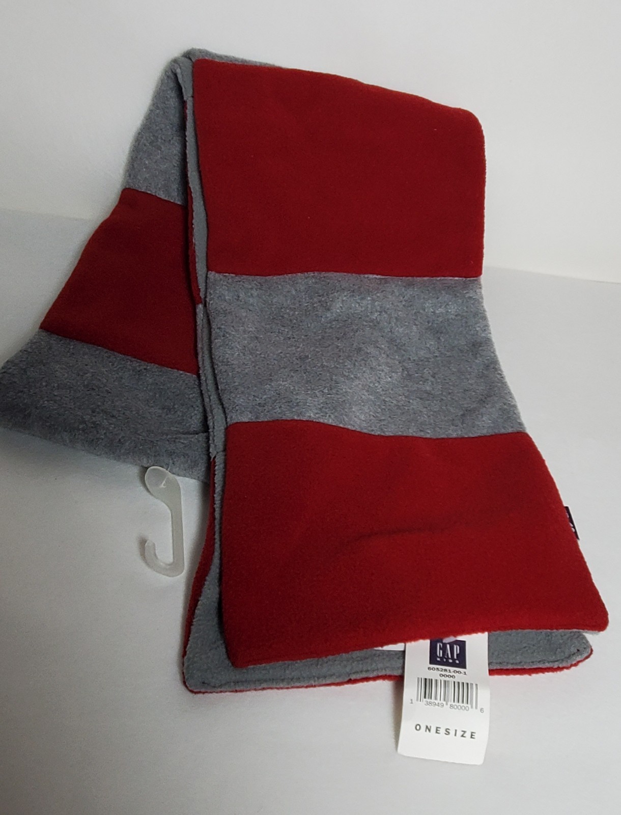 GAP Kids Boy Red Gray Black Fleece Trapper Hat Striped Scarf Gloves Boy S/M image 10