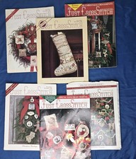 Just Cross Stitch Holiday Magazine Lot 1985  1990 Nov Dec Ornament Set Vintage