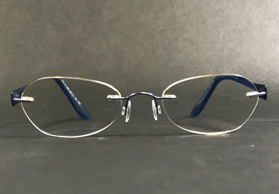 Silhouette Eyeglasses Frames 6703 45 6058 7608 Navy Blue Rimless Oval 48-17-135 - Image 2 of 4