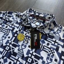 RLX Ralph Lauren Polo Shirt XL Navy Multi Geometric Print UV Protection NWT