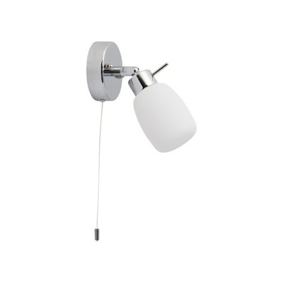 Moderne polierte Chrom & Glas IP44 Bad Wandleuchte mit Zugkabelschalter