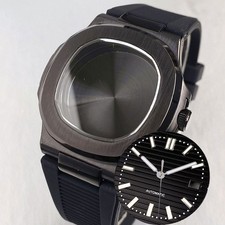Retro Full Black 40mm Watch Case Sapphire For NH35 NH36 Watch Parts Collection