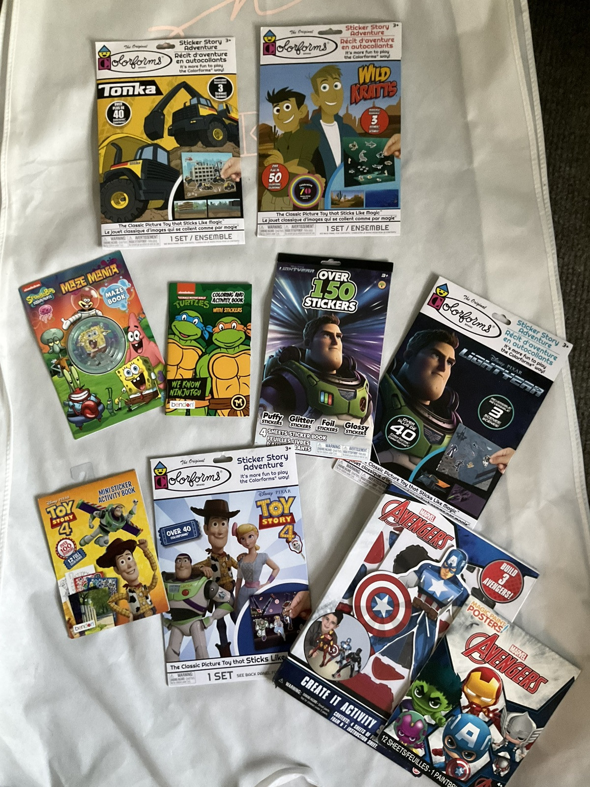 TMNT Avengers Toy Story coloring activity sticker paint Colorforms NEW Books Lot