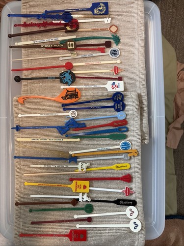 Large Lot of 50 Rare Vintage Swizzle Sticks Drink Stirrers