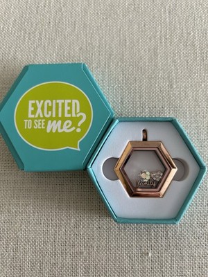 Origami Owl Medium Rose Gold Hexagon Hinge Closure Locket w/Charms ''New in Box''