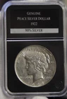 1922 US Peace Silver Dollar $1 AU PCS Black Holder