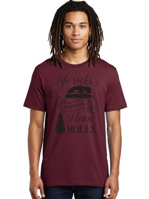 Life-Rocks-When-Your-Home-Rolls Mens Graphic Tee,100% Cotton,Casual Summer Wear