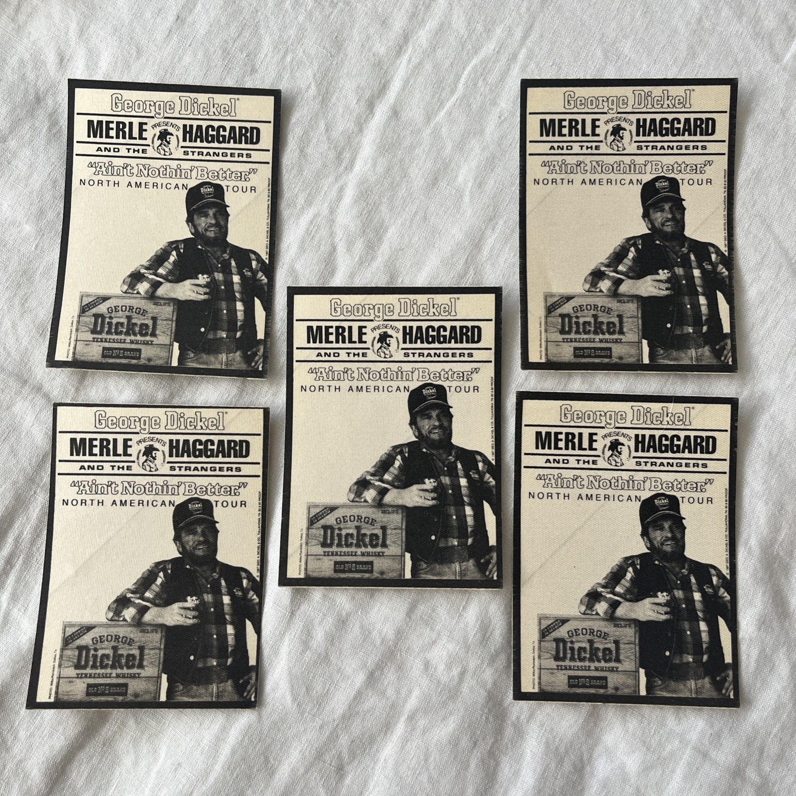 Rare george dickel merle haggard unused back stage pass sticker 1970's