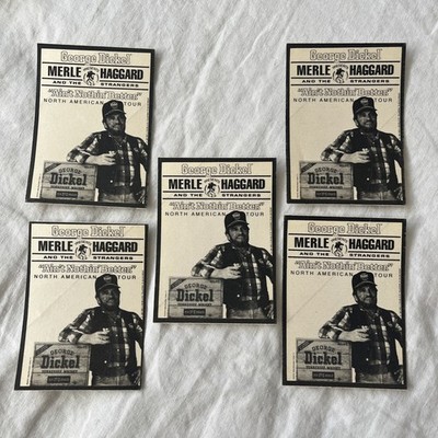 Rare George Dickel Merle Haggard Unused Back Stage Pass Sticker 1970's
