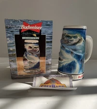 Budweiser Anglers Edition Stein “Largemouth Bass” 1997 CS270 NIB COA