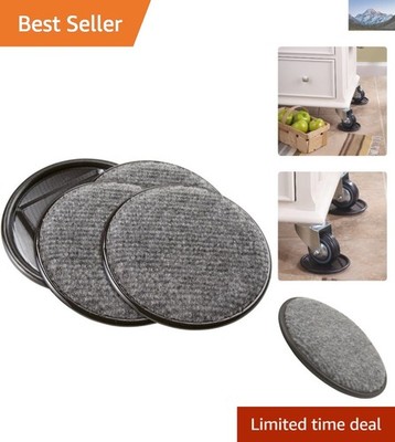 Round Carpeted Caster Cups - Durable 4-Piece Set for Floor Scratch Prevention