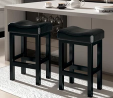 Bar Stools, Counter Height Bar Stools for Kitchen Island, Faux Leather Upholster