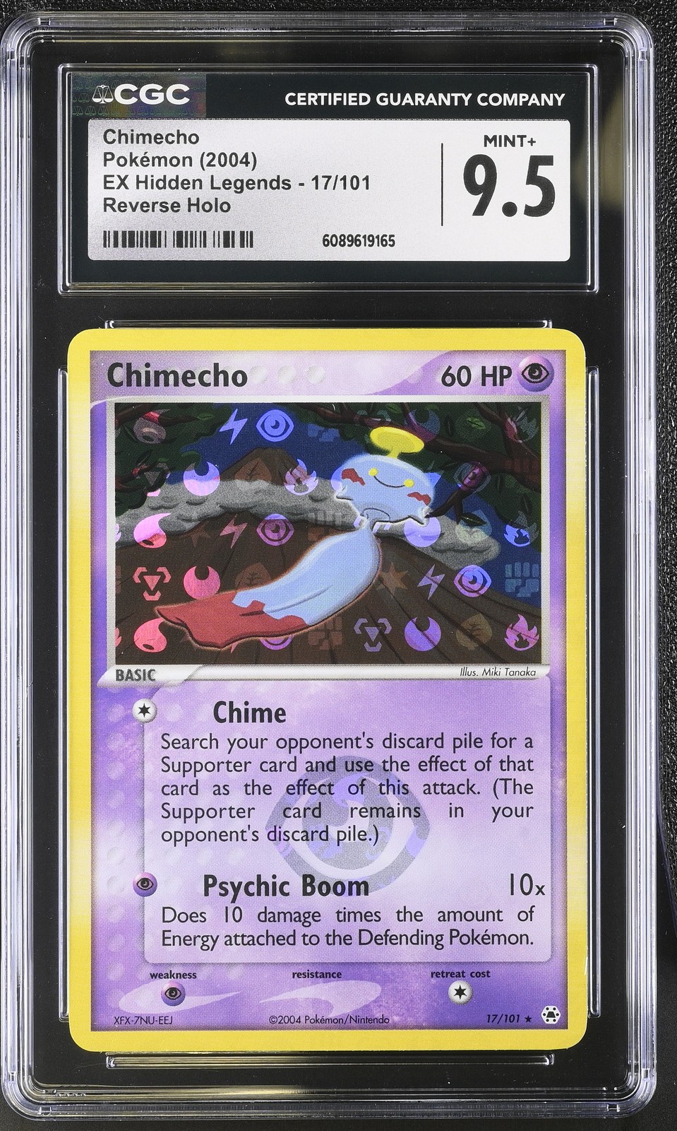 CGC 9.5 MINT+ Chimecho 2004 EX Hidden Legends 17/101 Reverse Holo Pokemon Card