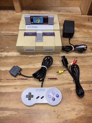 Super Nintendo SNES Console w/ Cords, OEM Controller & Super Mario World - WORKS