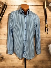 Olymp Level 5 Mens Shirt Size 15,5" 39 Blue Striped Body Fit Smart Business