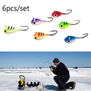6Pcs Ice Fishing Jigs Tungsten Jig Winter Jigging Fishing Bait Set Lures HOT