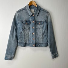 Celebrity Pink Jacket Women Small Junior Crop Denim Jean Button Coat Core Cruise