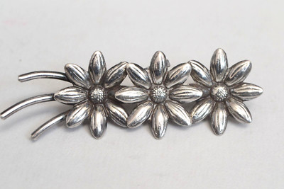 Vintage Sterling Silver GK Co Goldberg Kirschmann Multi Flower Floral Pin Brooch