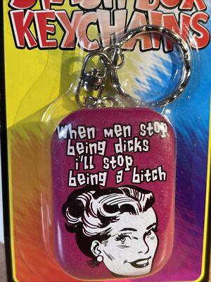 ''WHEN MEN STOP BEING D!CKS'' STASH BOX KEYCHAIN Tobacco Tin, Pill Box, Makeup Tin