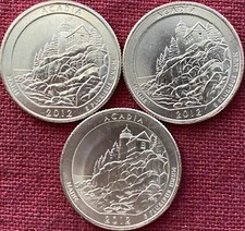 2012 P/D/S BU Maine Acadia America the Beautiful Quarters - Lot of 3