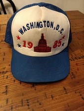 Vintage 1986 WASHINGTON D.C. Trucker Hat Baseball Mesh Snap Back 14
