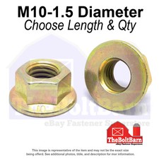 M10-1.5 Class 10 Hex Flange Nuts Zinc Yellow Coarse Thread (Pick Quantity)