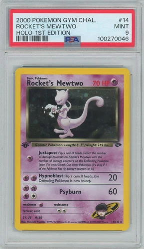 2000 Pokemon Gym Challenge 1st Edition Holo Rocket's Mewtwo #14 PSA 9 *SWIRL*