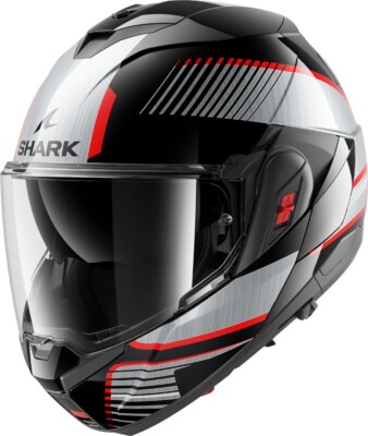 CASCO MODULARE SHARK OXO SIKTER BLU ARGENTO ROSSO MENTONIERA 180° TG S