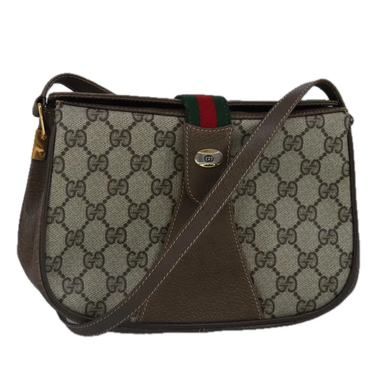 Sac à bandoulière GUCCI GG Supreme Web Sherry Line PVC beige rouge authentique 99030