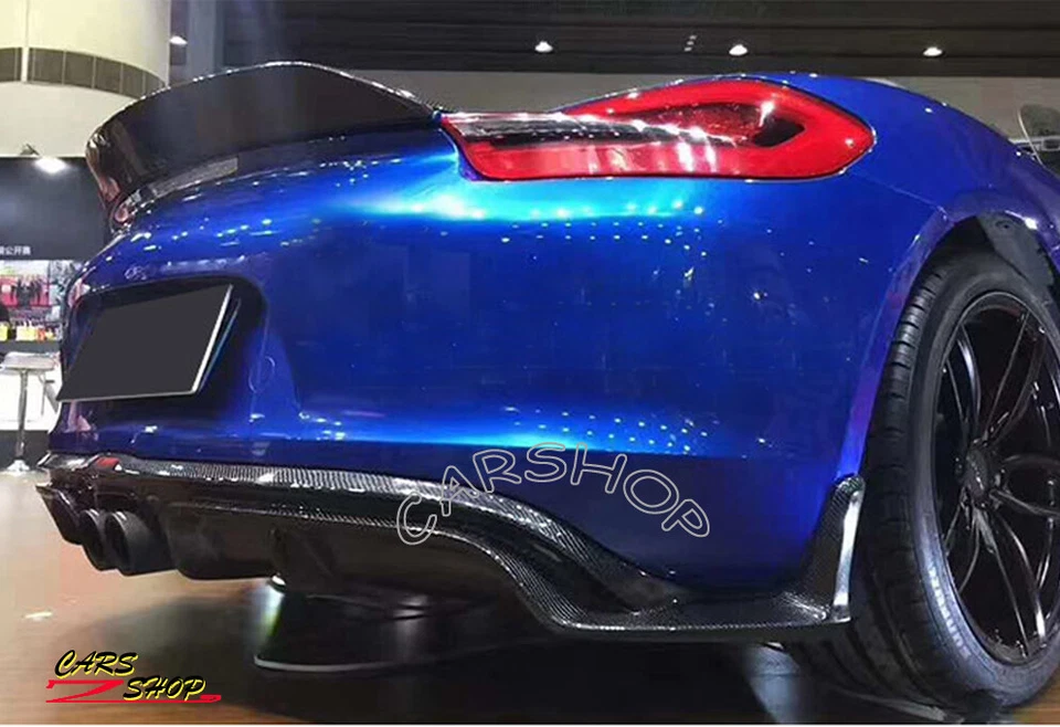 Borde labio difusor trasero de fibra de carbono para Porsche 981 Boxster Cayman GT4 2013-2015 Foto 2 de 4