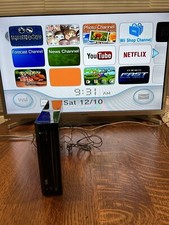 Wii Black Console Power  Video Cords Sensor Bar. No Controllers. TESTED