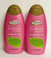 2 Bottles Spa Haus ~ Fresh Rose & Vanilla Moisturizing Body Wash 16 fl oz Each
