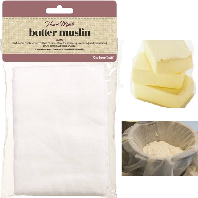 Kitchen Craft Butter Muslin Cloth 100 Cotton 90cm Square Straining Jam