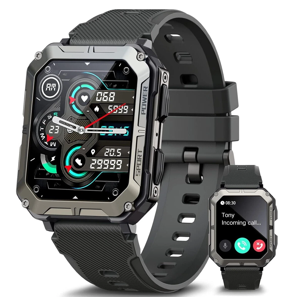 Smart Watch Military Tactical Men Sport Heart Rate Fitness Tracker Wristwatch
