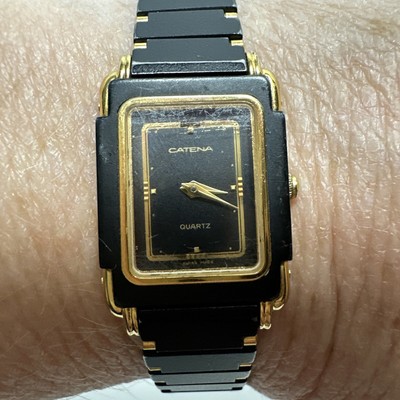 Vintage Black and Gold Catena Tank Style Ladies Watch Swiss  display picture 1