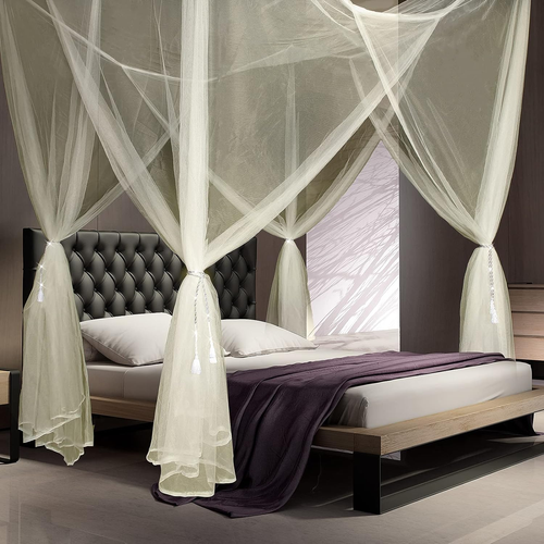 4 Corner Post Mosquito Net Canopy Bed Curtains Large Mosquito Netting Bedroom Pr