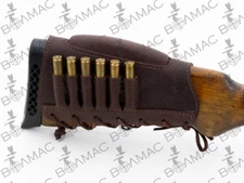 Leather Rifle Cartridge Holder Ammo Butt stock 6 Pockets.Made in EU. USA Seller.