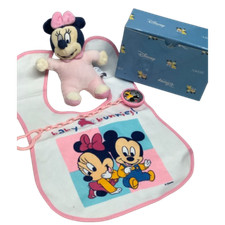 Kit disney minnie pupazzo bavetta portaciuccio rosa bimba decorazione idea regal