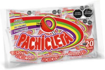 Pachicleta Paleta Confitada con Goma de Mascar Coated Pops With Chewing 20 Pack