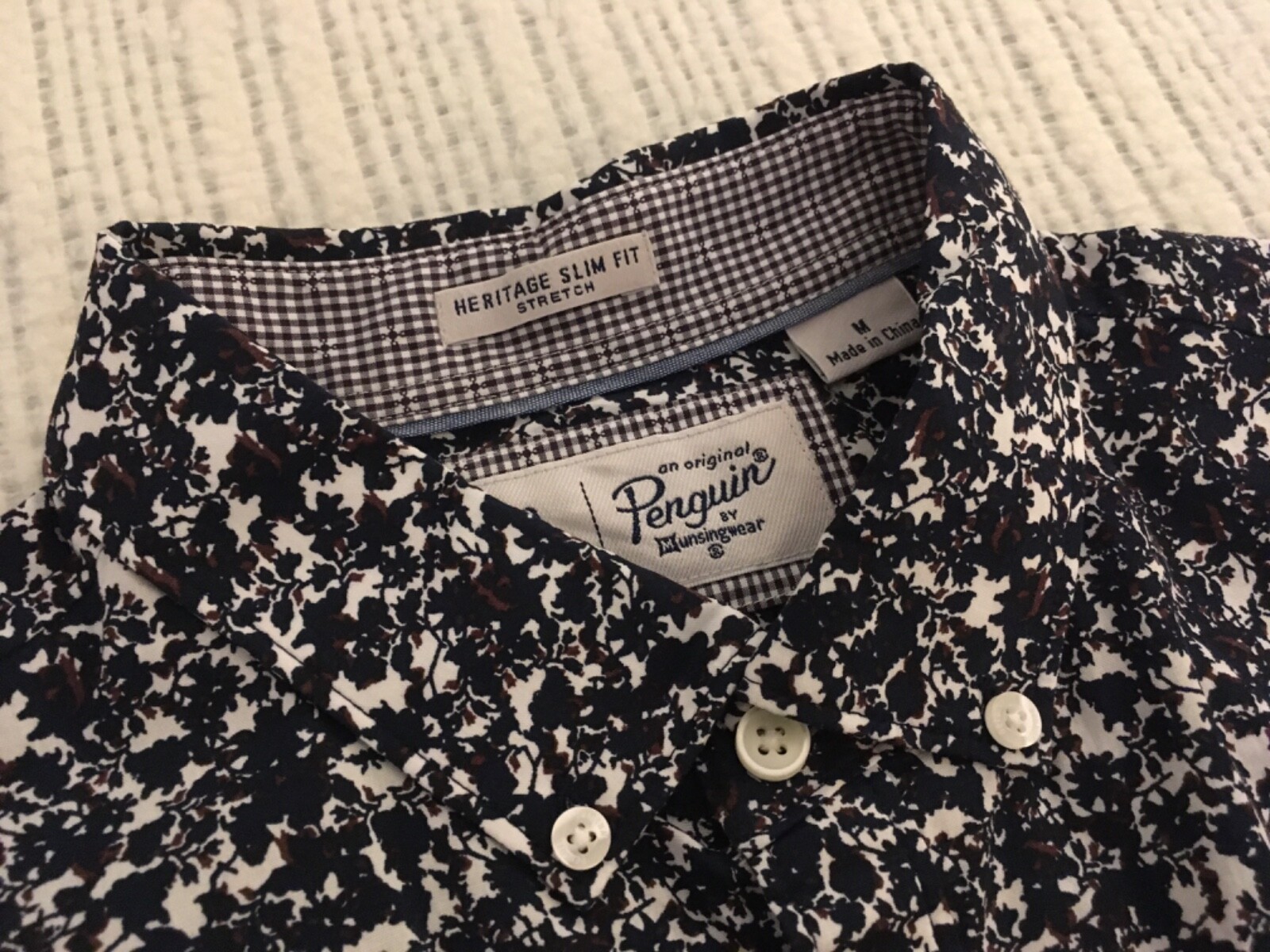 Mens Original Penguin Slim Fit ‘Liberty Print’ Button Down Shirt, size Medium image 3