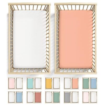 2-Pack 100% Cotton Crib Sheets - Dinosaur Print Bassinet Sheets For Baby Mattresses