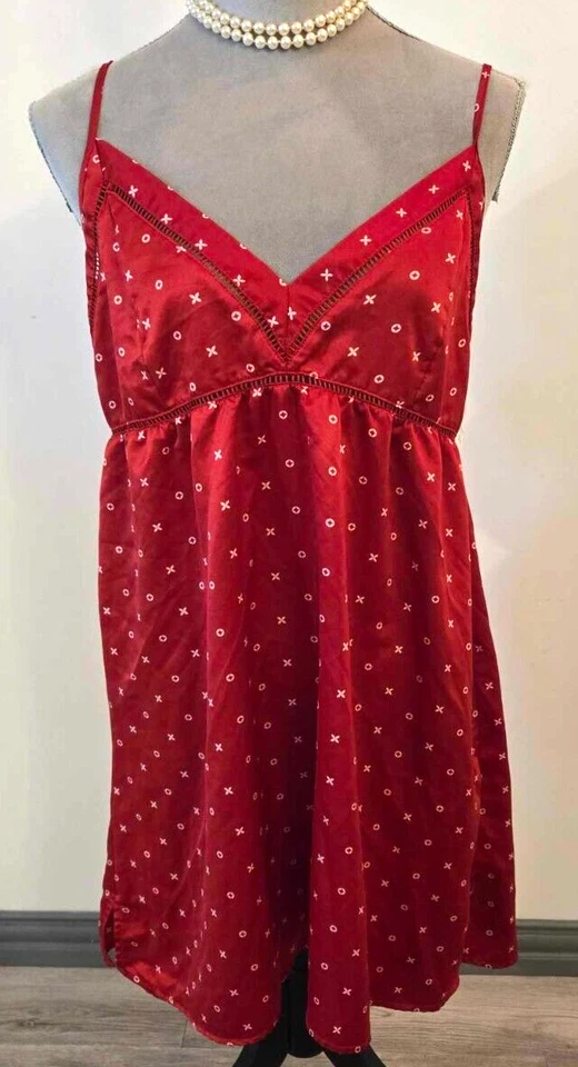Gilligan O'Malley Rojo y Blanco Chemise Lencería Vestido sin Mangas Prendas para dormir L A510 Foto 2 de 4