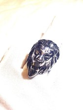 Vintage Silver Stainless Steel Lion Head Crest Size 9.5 Men's Leo Ring