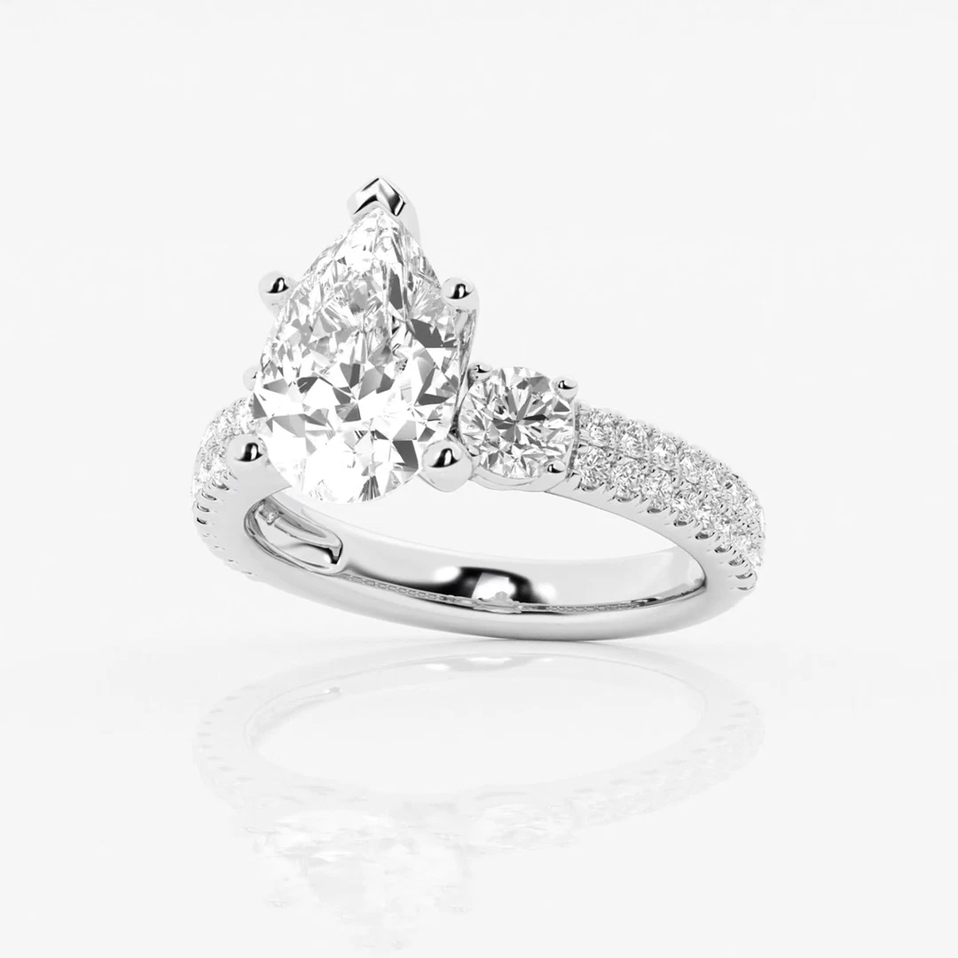 4.00ct IGI Certified Lab Grown Diamond Engagement Ring Pear Cut 14k Gold image-2