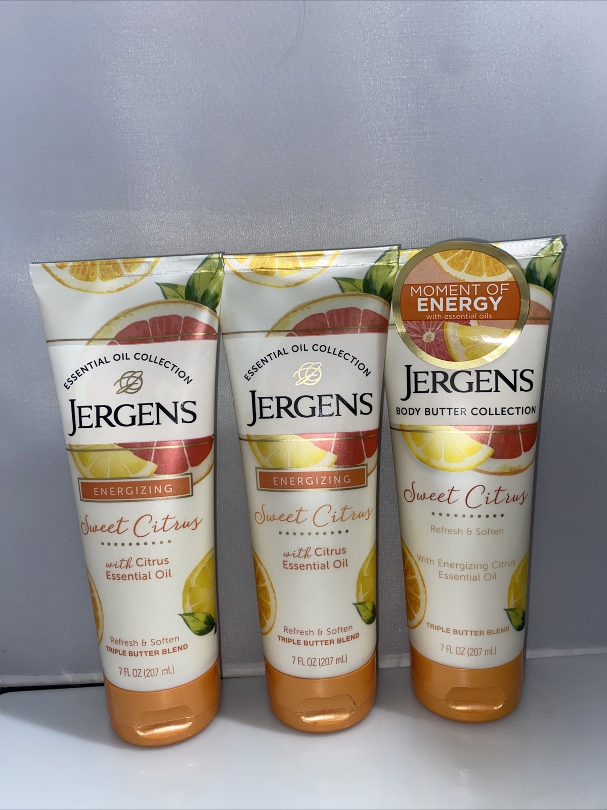 Jergens Sweet Citrus Body Butter Moisturizer Lotion w/Essential Oil 7oz Lot Of 3