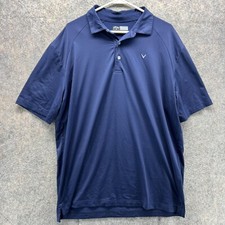 Callaway Polo Shirt Men Large Adult Blue Navy Golf Golfer Outdoors Athletic Soft