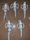 VTG Mid Century Hand Beaded Christmas Ornaments White Gold Crosses, White Angels — photo 4