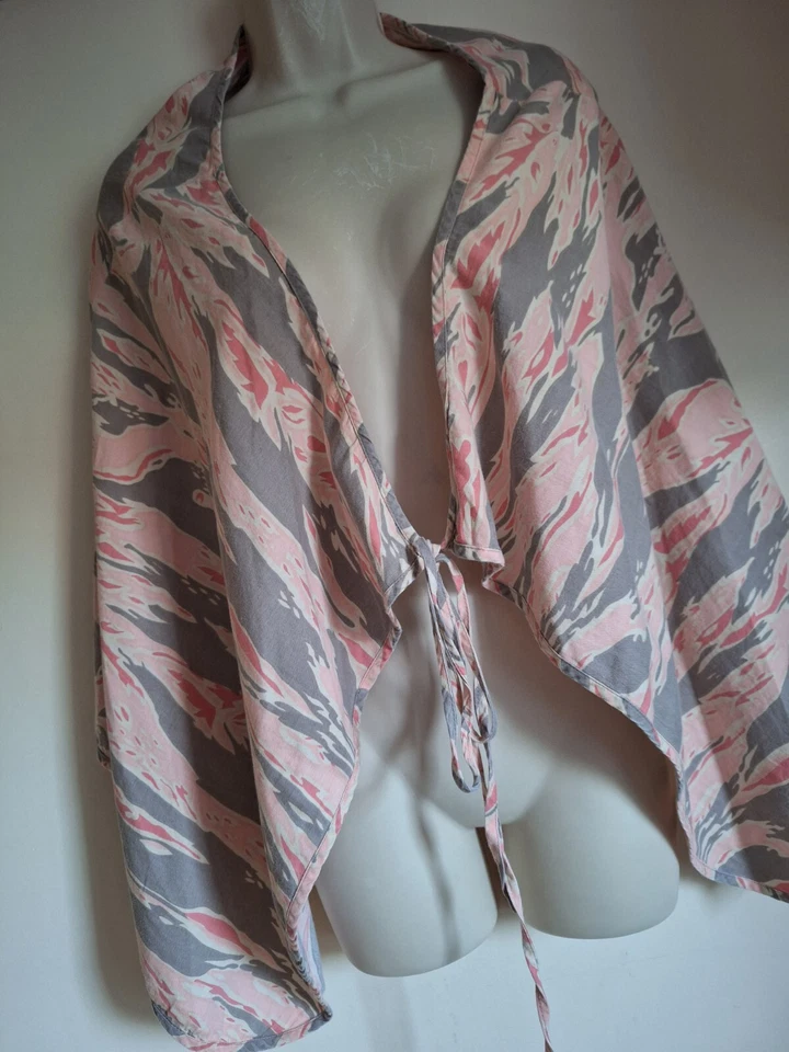 French Connection Cotton Wrap Cape Camo Pink Vintage Cardigan UK 12 EU 40 USA 8 - Image 2 of 4